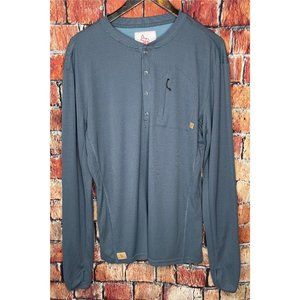 Western Rise Men’s XL Henley Blue Long Sleeve Button Front Zip Pocket T Shirt
